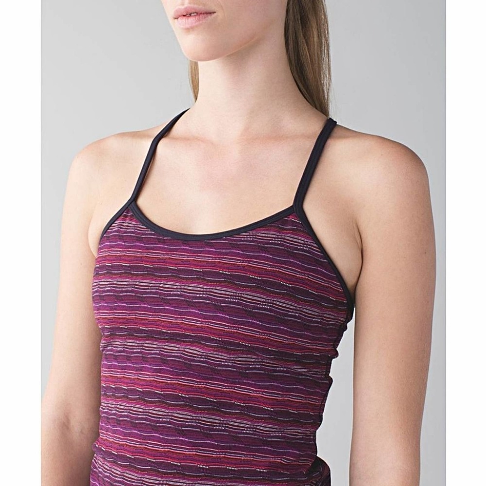 Lululemon Power Y Tank Top in Space Dye Twist Regal Plum Alarming & Naval Blue - Picture 4 of 8